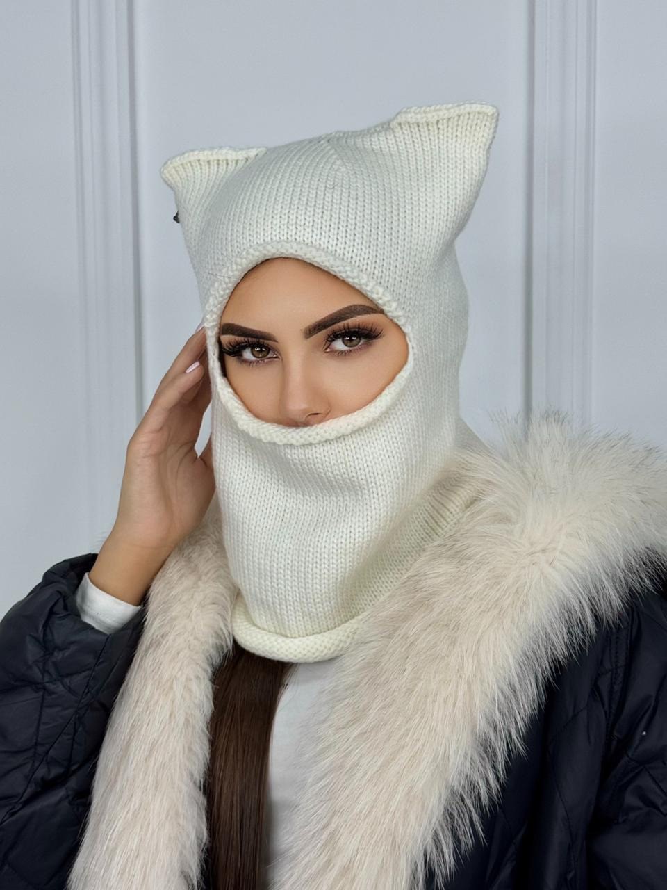 вязаная балаклава,балаклава зимняя женская с ушками,балаклава вязаная с ушками,балаклава для женщин,балаклава женская