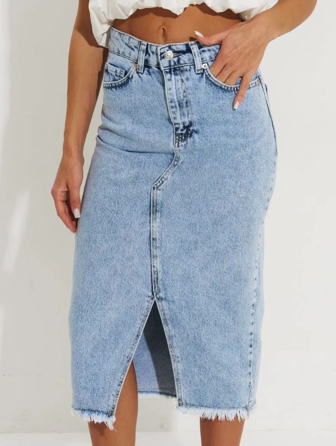 юбка женская джинсовая миди,юбка джинсовая,юбка миди джинсовая,юбка джинсовая миди с разрезам,юбка джинсовая тренд 2025