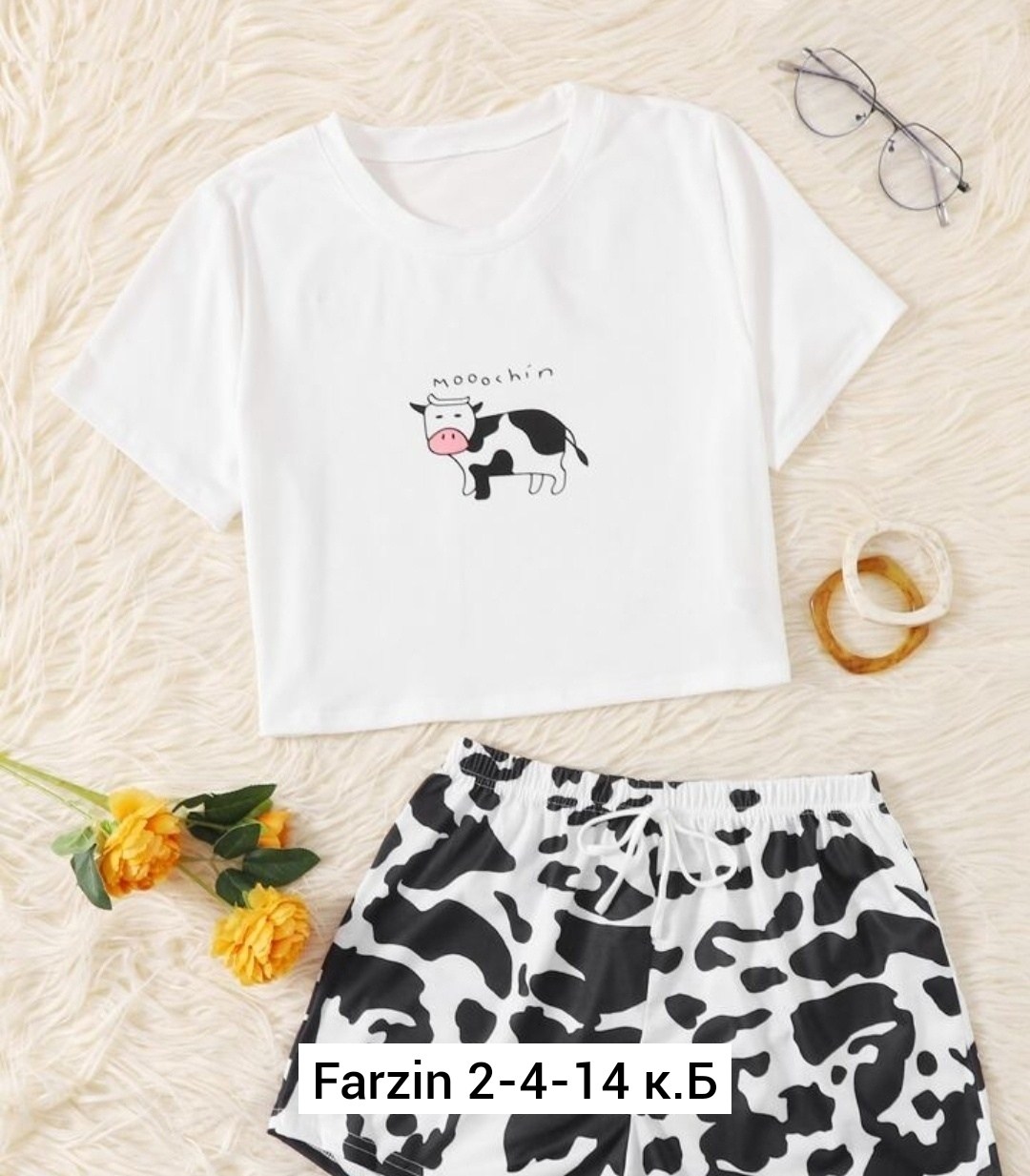 пижама коровий принт,пижама с коровьим принтом,пижама белая,пижама женская,пижама с принтом