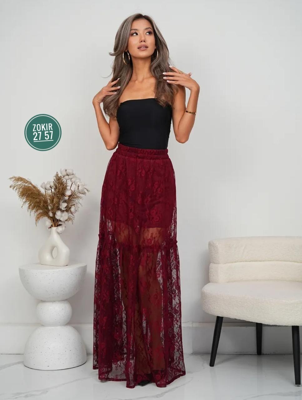 кружевная юбка,бордовая юбка,юбка женская,кружевная юбка макси,юбка мода