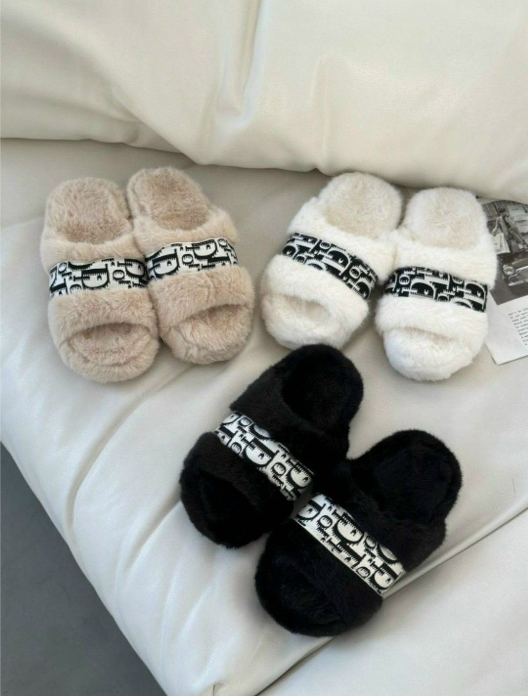 меховые тапки,меховые тапочки,женские тапочки,тапки диор,тапочки модные