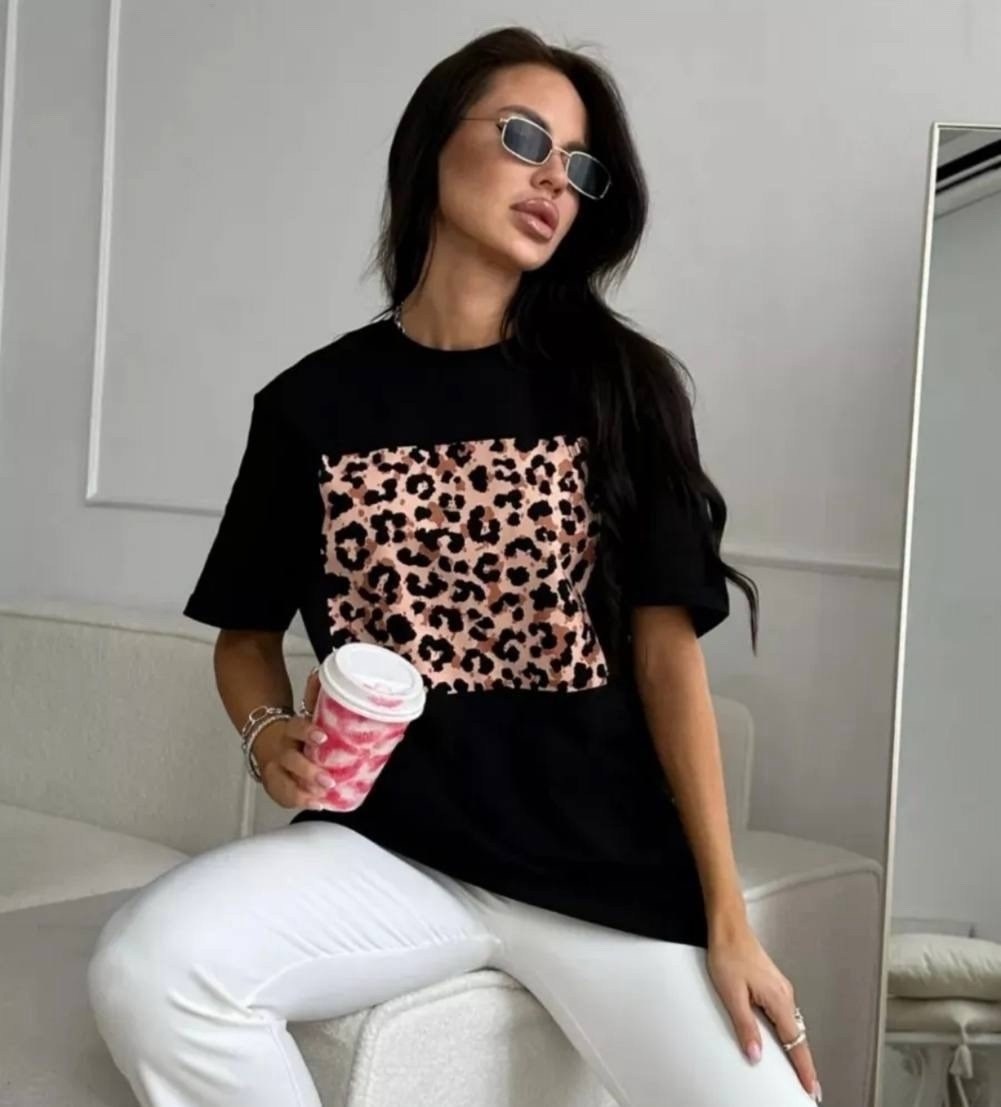 футболка женская,футболка с леопардовым принтом,футболка с принтом,футболка базовая modjimoda,футболка базовая