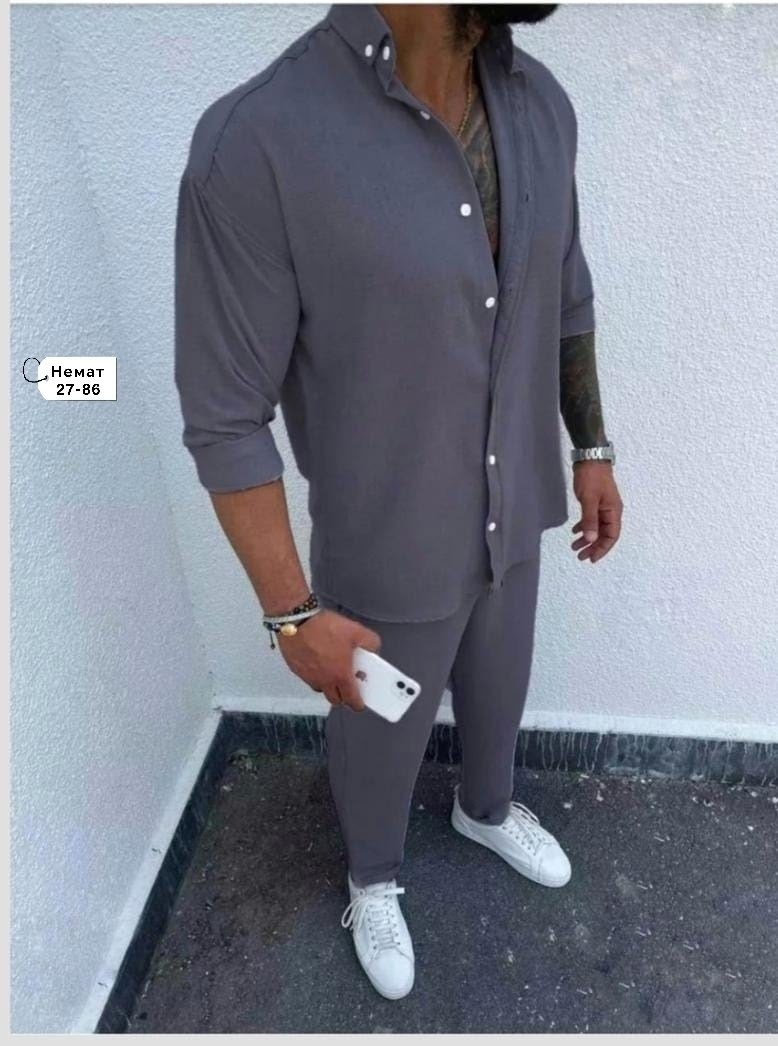 мужской костюм двойка рубашка и штаны весна лето,мужской костюм двойка,костюм летний мужской двойка,костюм с рубашкой,костюм летний мужской