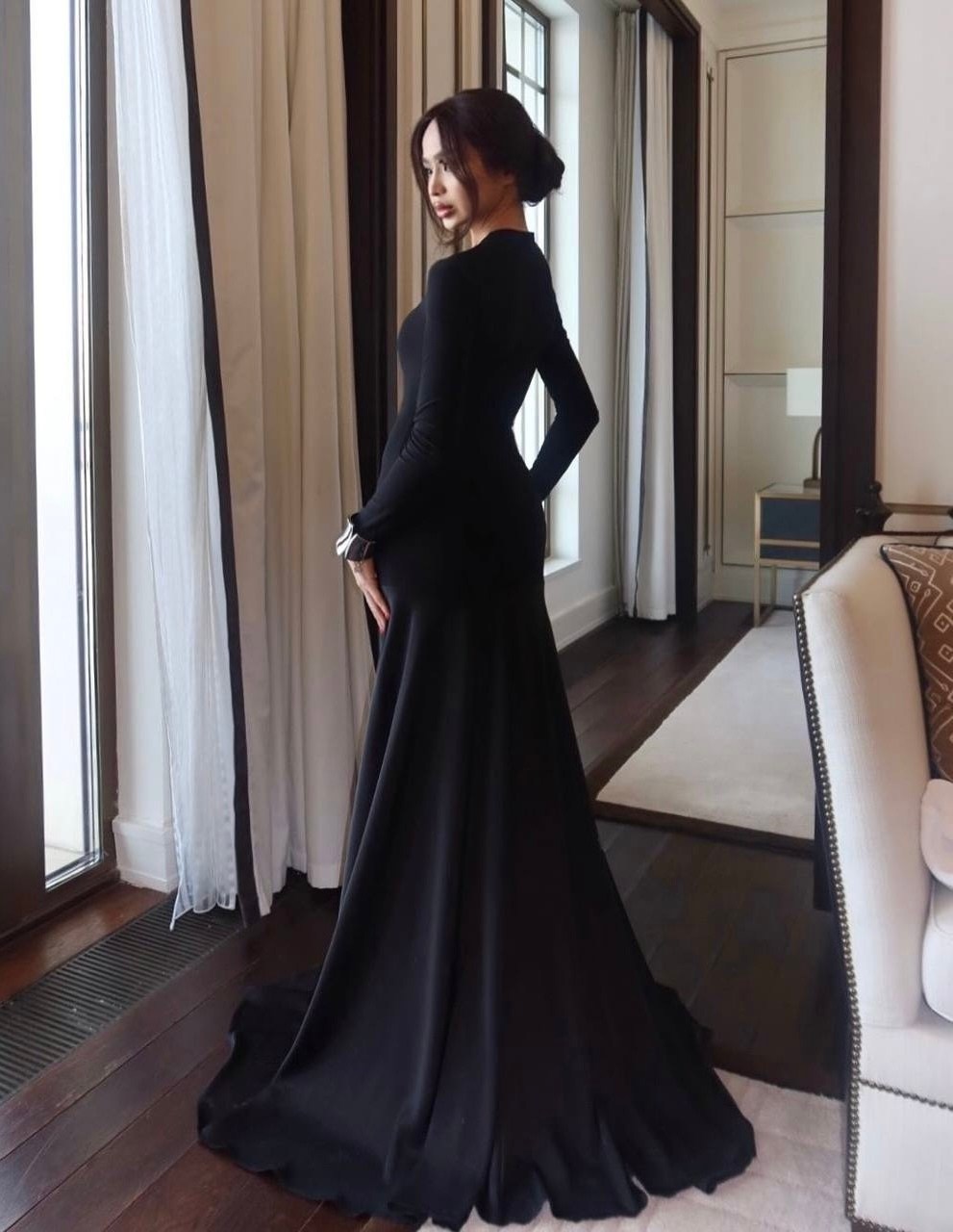 элегантные платья,платье вечернее,платье длинное облегающее,платье черное,длинное платье