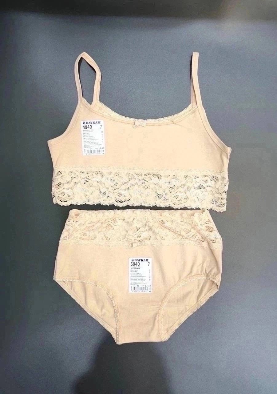 топ для девочек baykar,майка топ для девочек,топик с кружевом,нижнее белье для девочек комплект,комплект белья для девочек