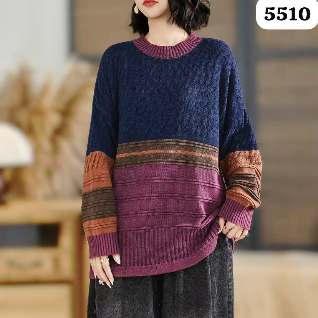 женский вязаный пуловер max lulu,свитер в стиле пэчворк,вязаный пуловер,вязаный пуловер женский,вязаные джемпера