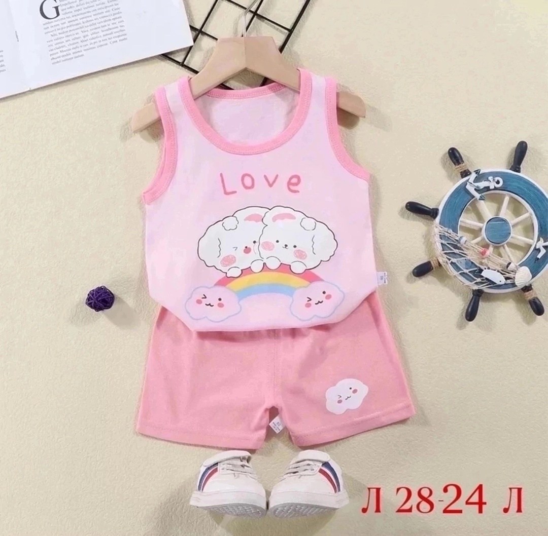 пижамный комплект для маленьких девочек,донелла майки на девочку,комплект одежды для маленьких девочек,комплект пижама,летняя одежда для девочек