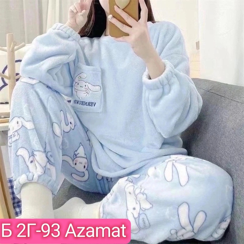 плюшевая пижама,теплая пижама костюм домашний,плюшевая пижама женская,пижама комплект,милая пижама sanrios кораллового флиса куроми