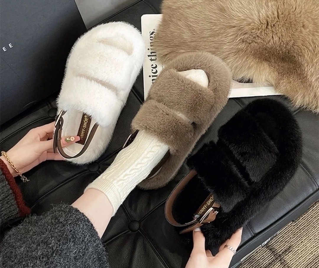 ,пушистые тапочки,модные тапочки,меховые тапочки,домашние тапочки