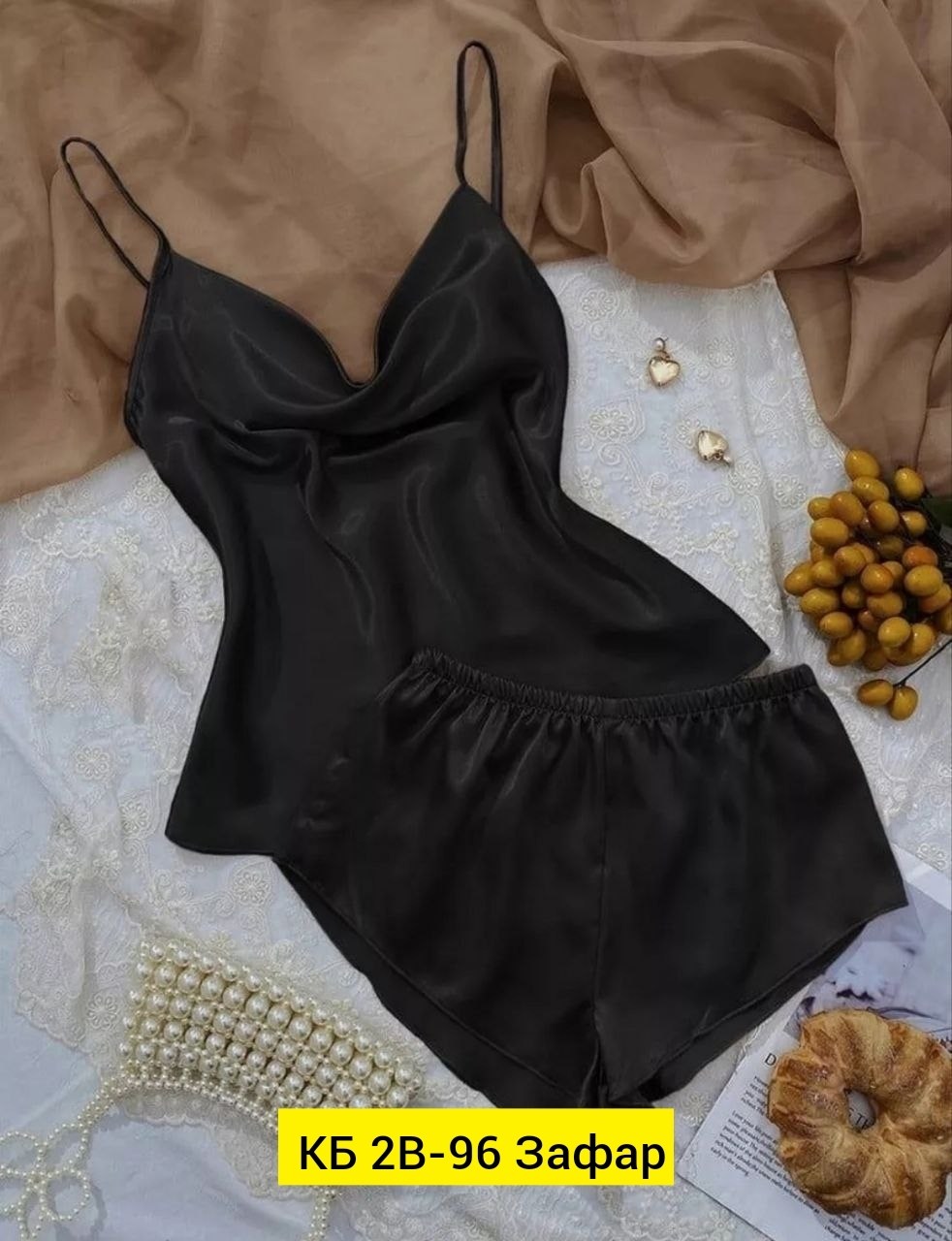 шелковая пижама,шелковая пижама с шортами,пижама шелковая 25549,пижама шелковая женская,шелковая пижама с шортами и майкой