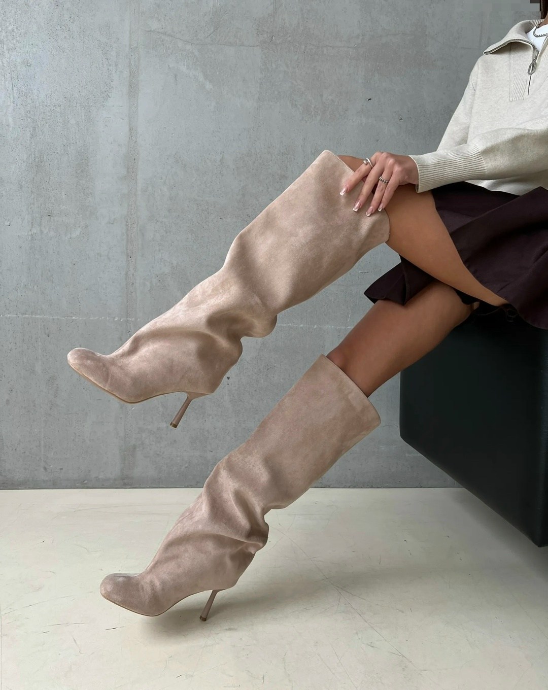 замшевые сапоги,высокие сапоги,бежевые сапоги,элегантные сапоги,замшевые зимние сапоги