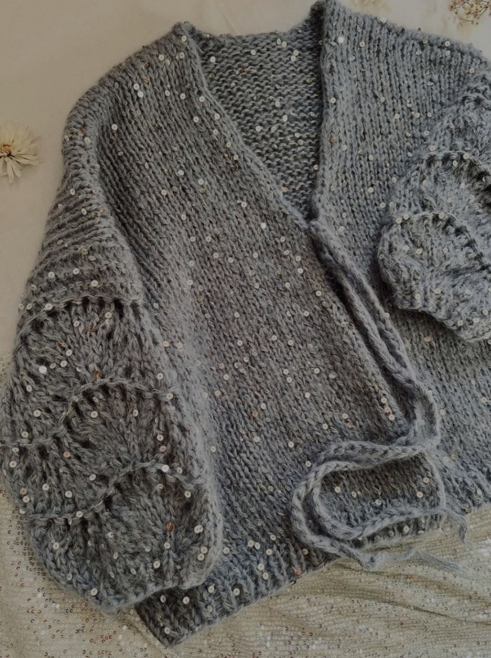 вязаный кардиган,объемный кардиган из мохера,кардиган с пайетками,кардиган вязанный,кардиган из мохера