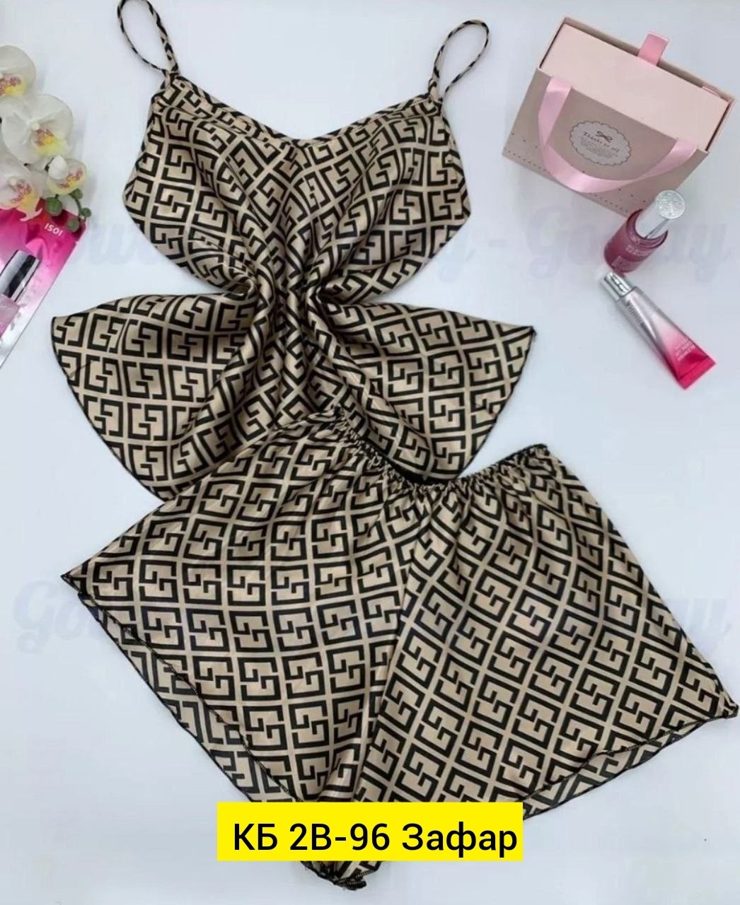 шелковая пижама,шелковая пижама с шортами,пижама шелковая 25549,пижама шелковая женская,шелковая пижама с шортами и майкой