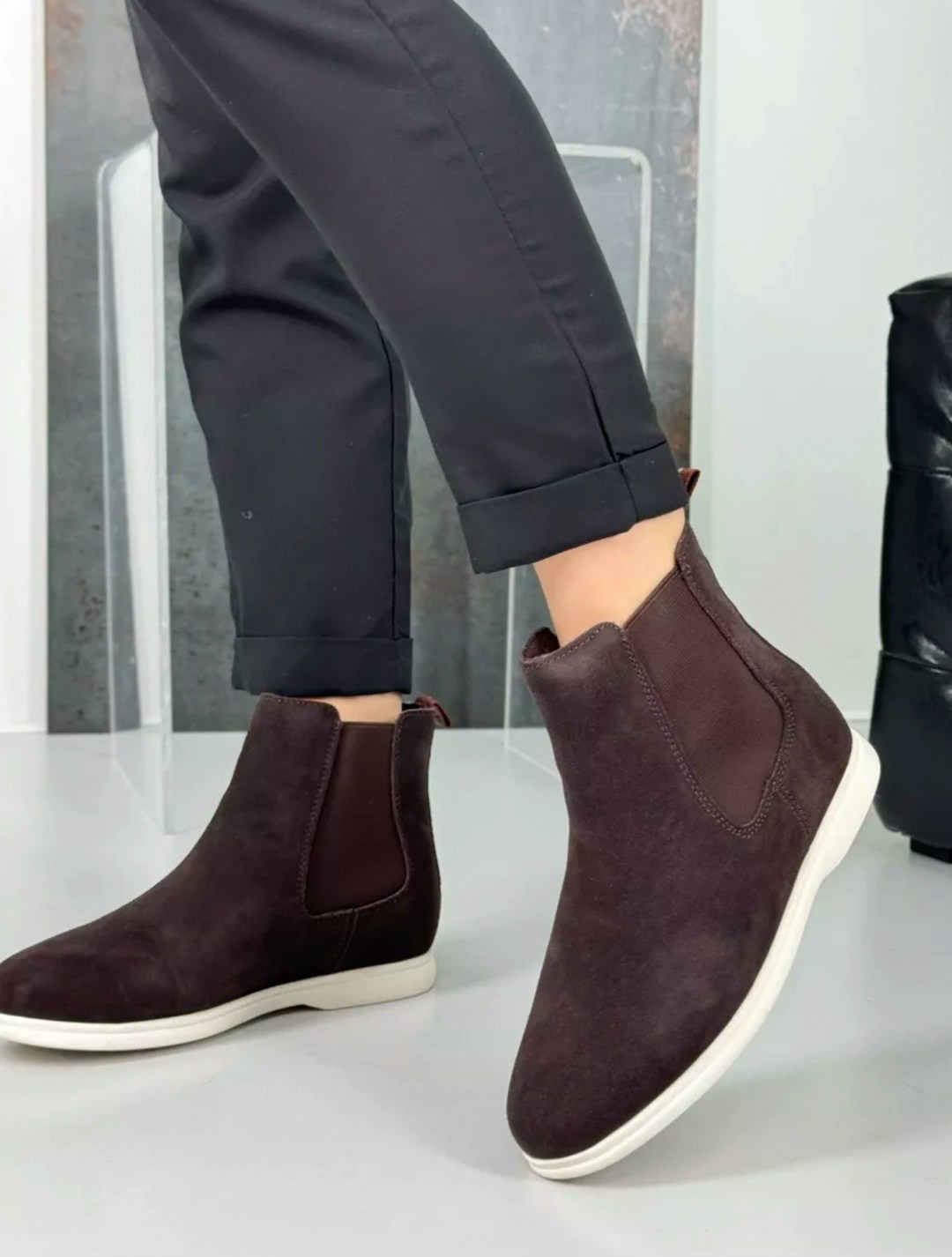 ,челси из натуральной замши,замшевые ботинки,ботинки челси зимние натуральная замша,зимние ботинки челси