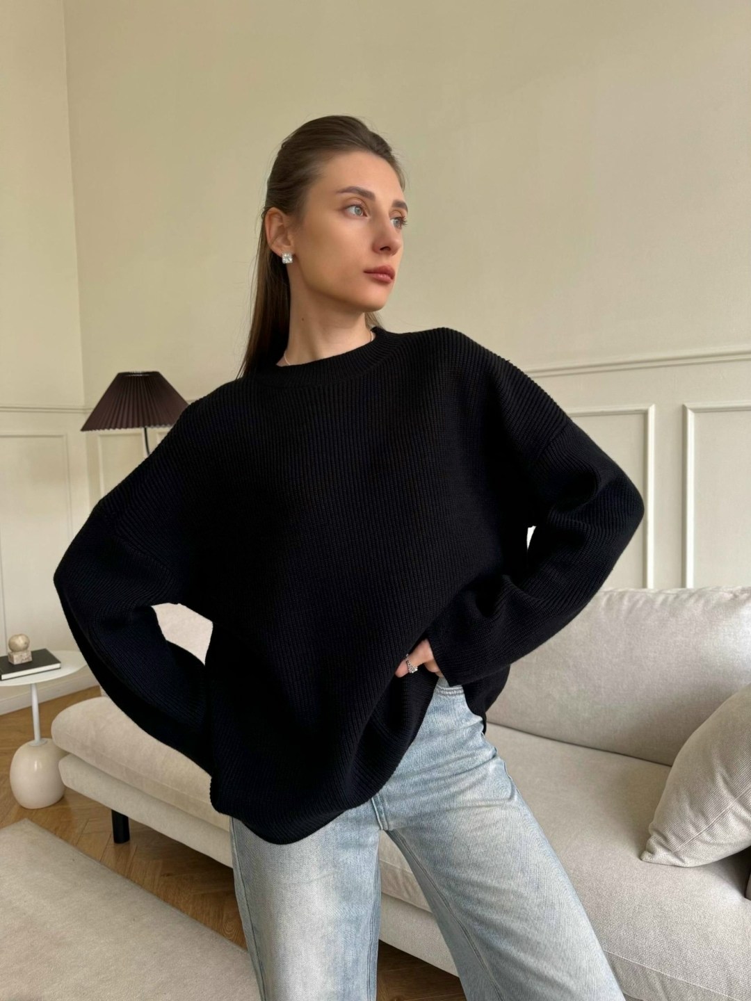 джемпер оверсайз,вязаный свитер оверсайз,джемпер оверсайз женский,бежевый джемпер,пуловер оверсайз