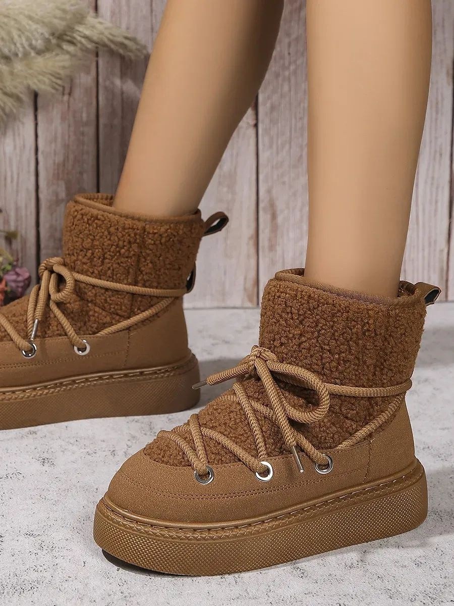 женские зимние ботинки с круглым носком,,зимние повседневные ботинки,зимняя женская ,женские зимние теплые ботинки