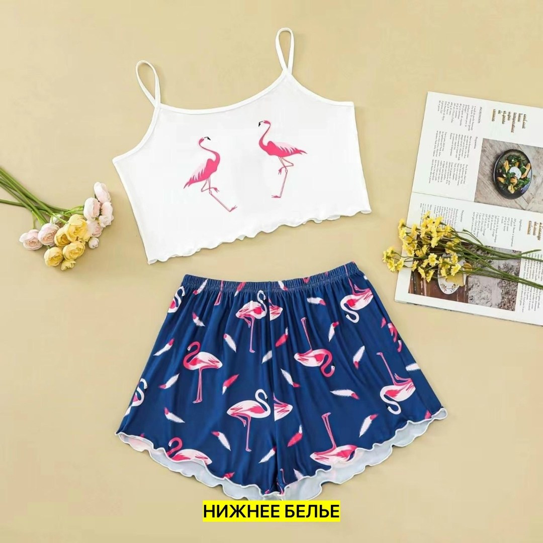 пижама с фламинго шелковая,пижама с фламинго женская,пижама фламинго шелк,пижама женская,пижама фламинго