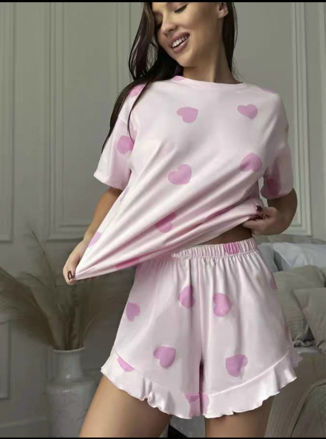 пижама с шортами и футболкой хлопок,пижама женская,пижама с принтом,пижама женская с футболкой,пижама с шортами и футболкой