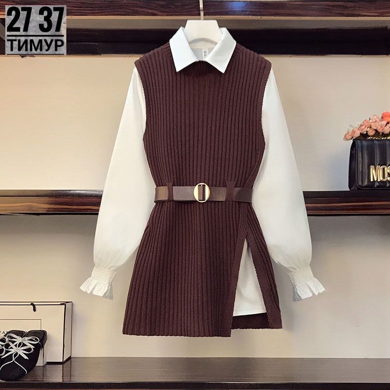 платье с жилеткой комплект,костюм с рубашкой,жилет с поясом,жилетка женская,вязаные жилеты