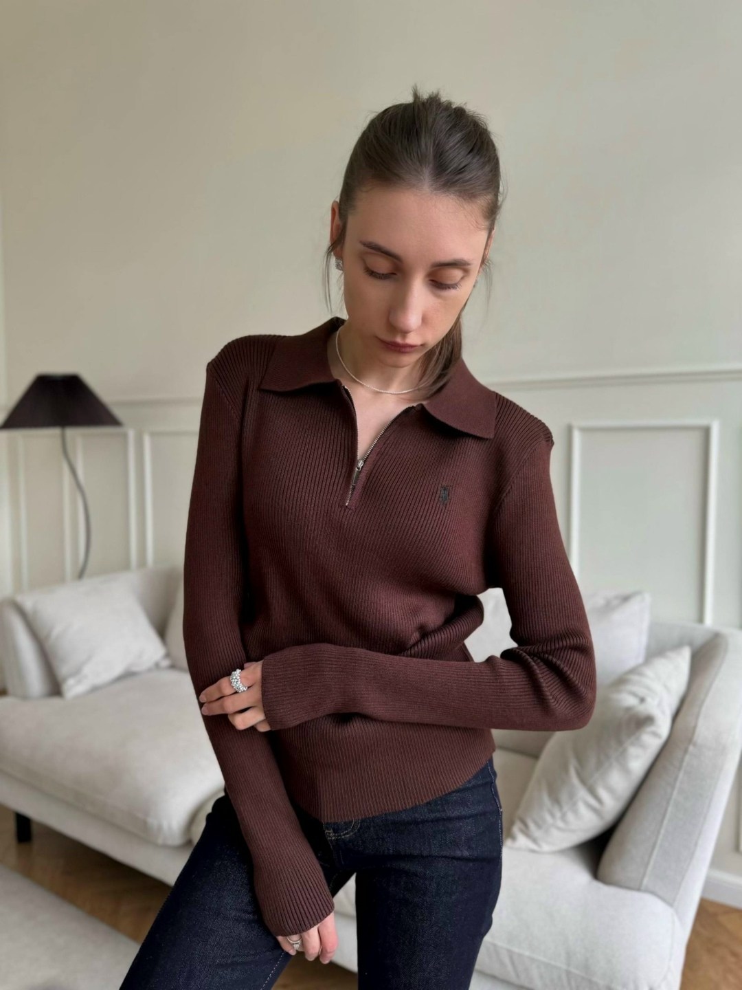 кофта поло,женская кофта,свитер поло женский,джемпер женский zarina,джемпер