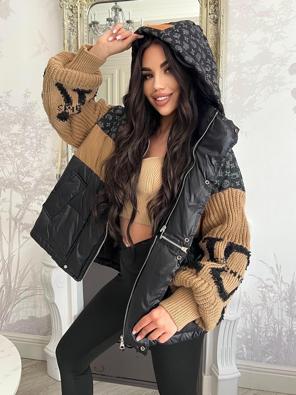 комбинированная куртка,стильные куртки,модные пуховики,куртка модная,куртка теплая