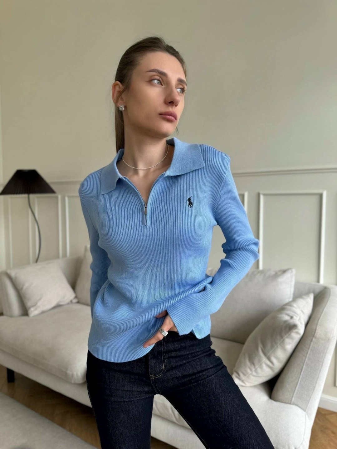 кофта поло,женская кофта,свитер поло женский,джемпер женский zarina,джемпер