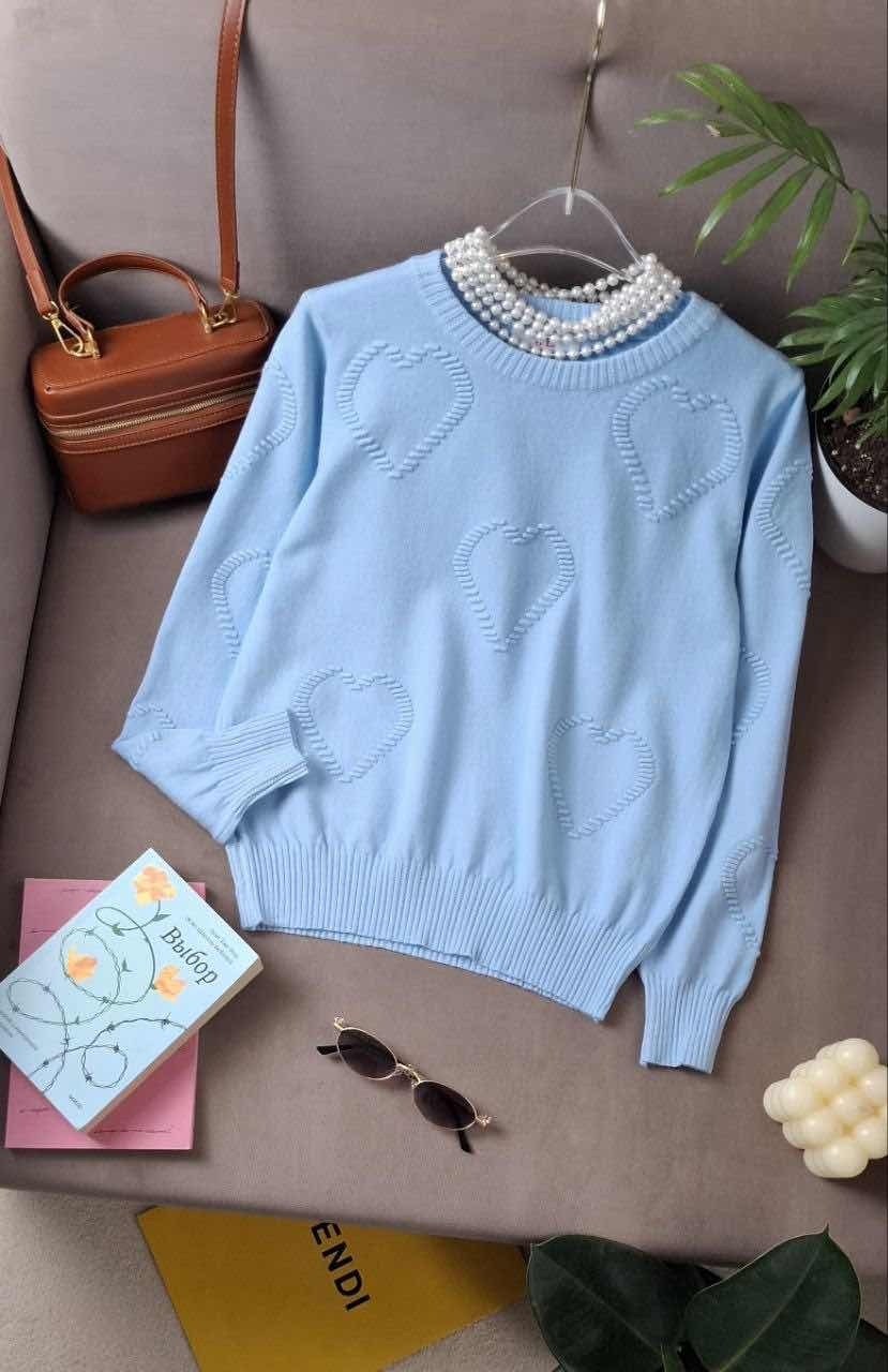 модные свитера,свитер вязаный с сердечками,свитер,джемпер с сердечками,вязаные свитера