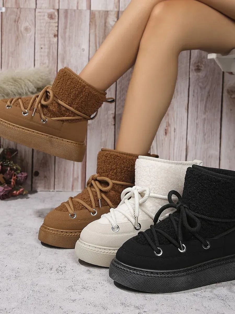 женские зимние ботинки с круглым носком,,зимние повседневные ботинки,зимняя женская ,женские зимние теплые ботинки