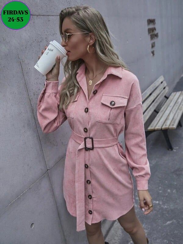 женское вельветовое платье,женское вельветовое платье с поясом,платье рубашка из вельвета,вельветовое платье рубашка с длинным рукавом,вельветовое платье с поясом