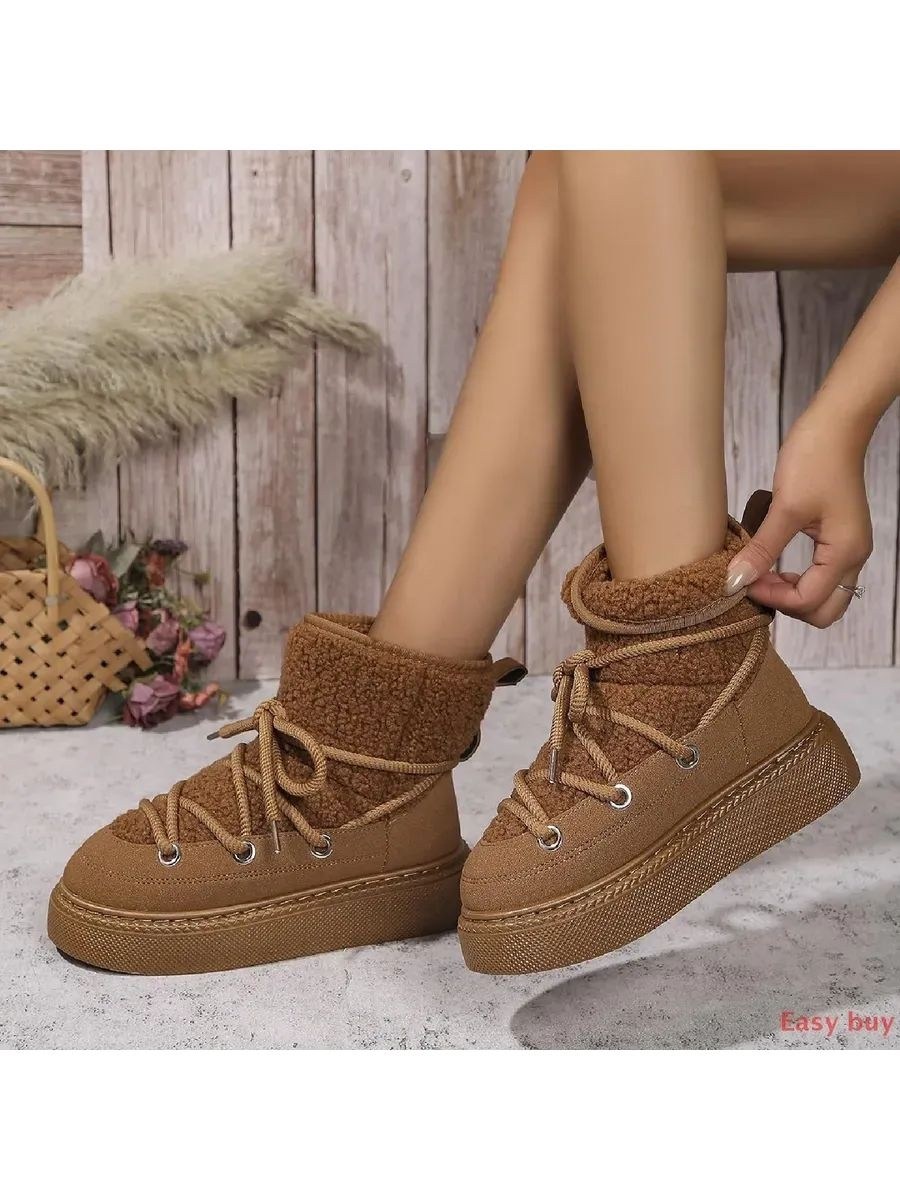 женские зимние ботинки с круглым носком,,зимние повседневные ботинки,зимняя женская ,женские зимние теплые ботинки