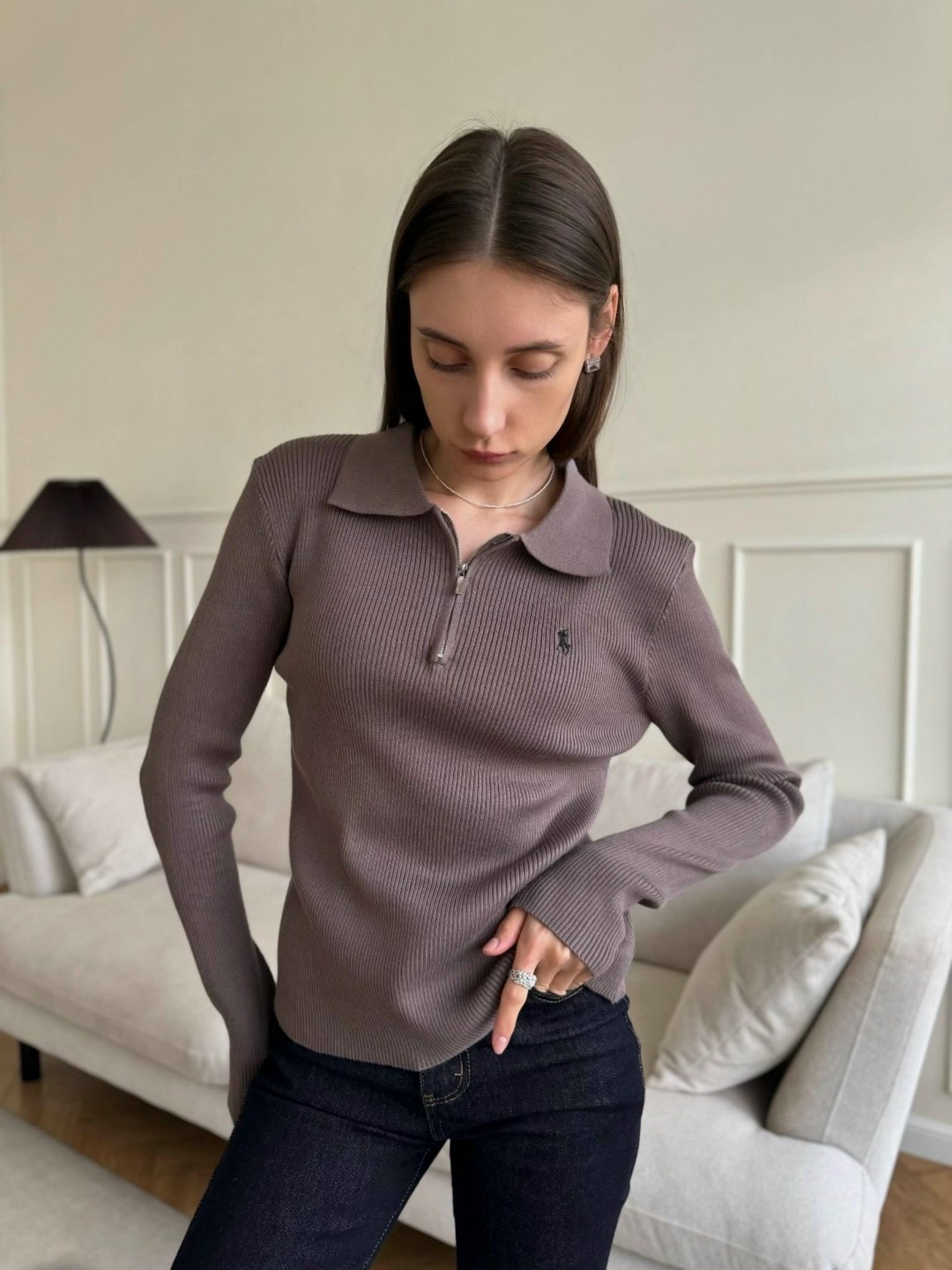 кофта поло,женская кофта,свитер поло женский,джемпер женский zarina,джемпер