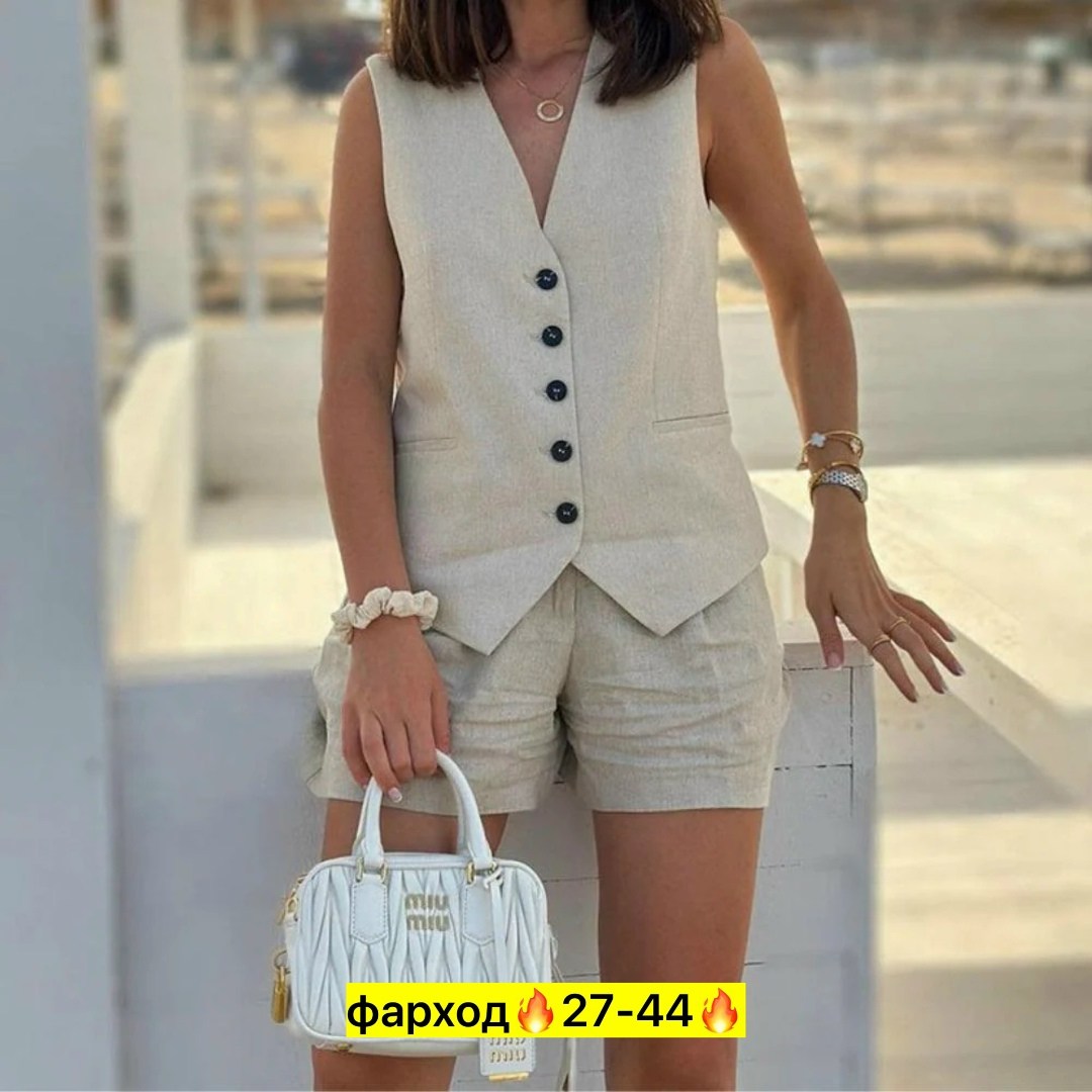 костюмы женские летние,женский комплект из жилета,костюм женский льняной,костюм с жилетом,жилет классический