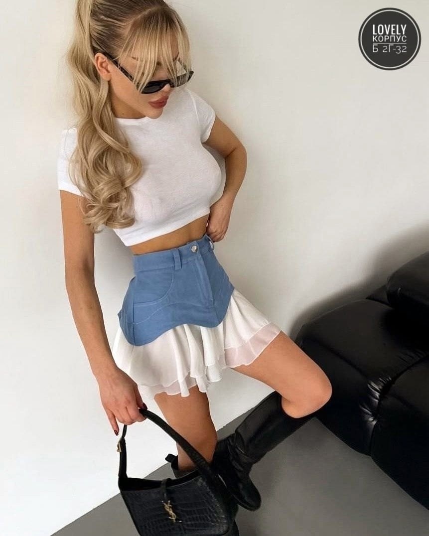 мини юбка,джинсовая юбка с рюшами,юбка,короткие юбки,джинсовая юбка с воланами