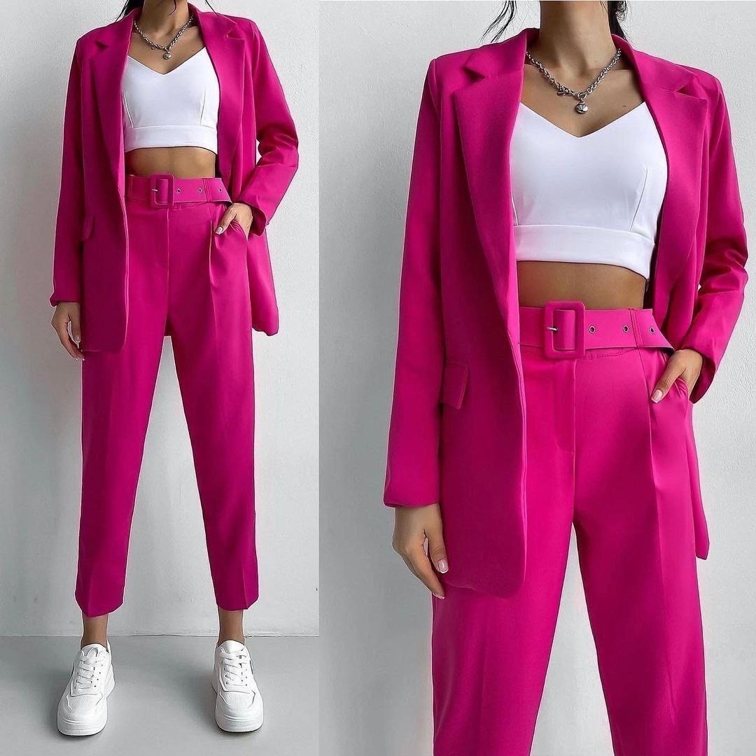 женский брючный костюм двойка,брючный костюм цвета фуксии,женские костюмы,костюмы брючные,брючные женские костюмы