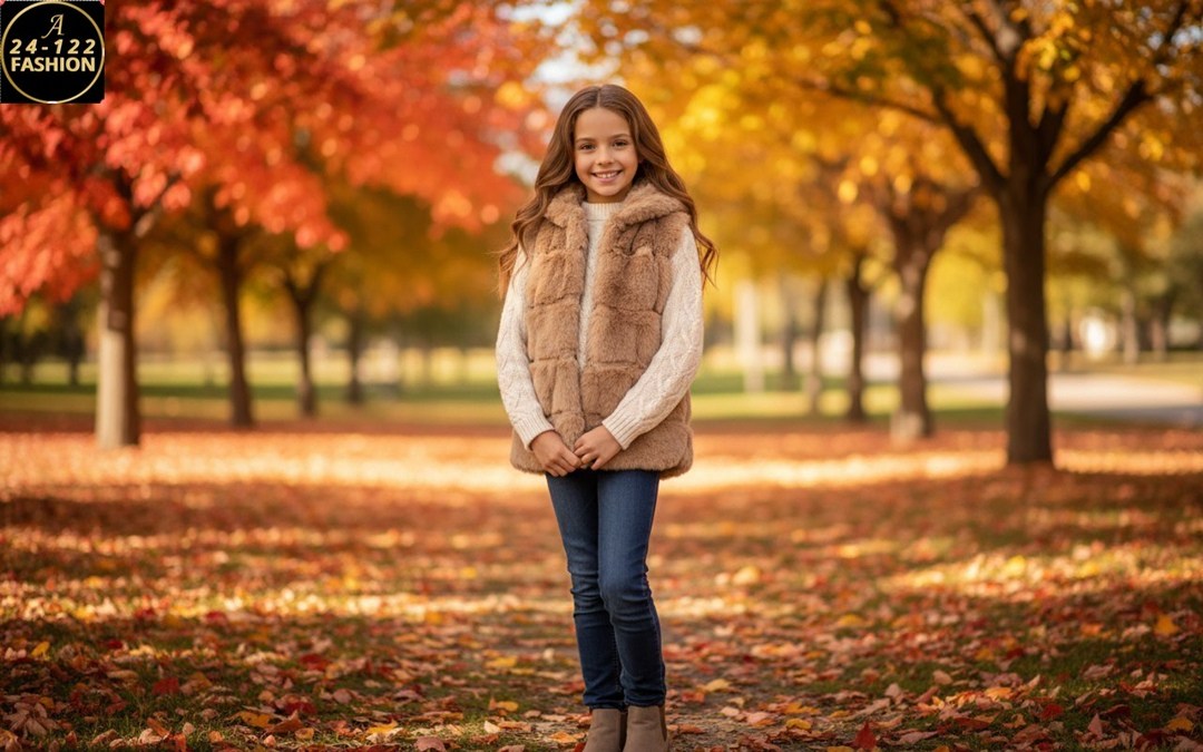 осенние фотосессии,ребенок,меховая жилет,осень,осень дети