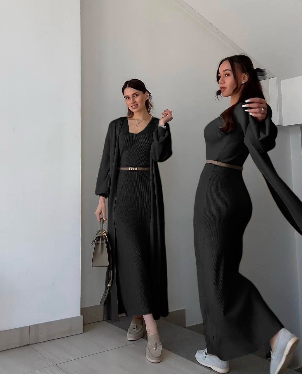 платье и кардиган,платье лапша длинное с кардиганом,платье лапша с кардиганом,элегантные кардиганы,костюм платье с кардиганом