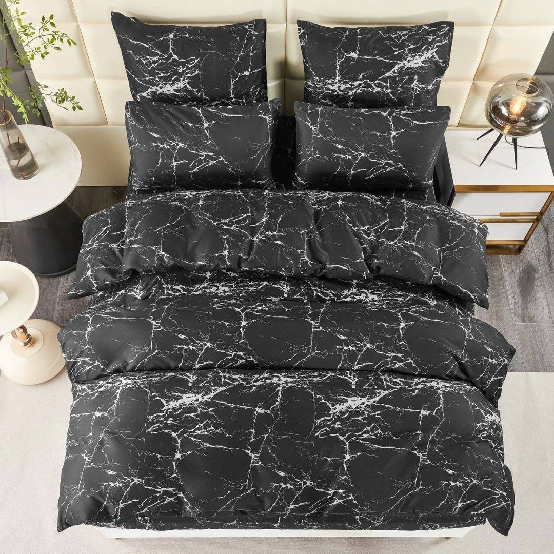 комплект постельного белья,мраморное постельное белье,постельного белья,постельное белье черное,комплект постельного белья alanna