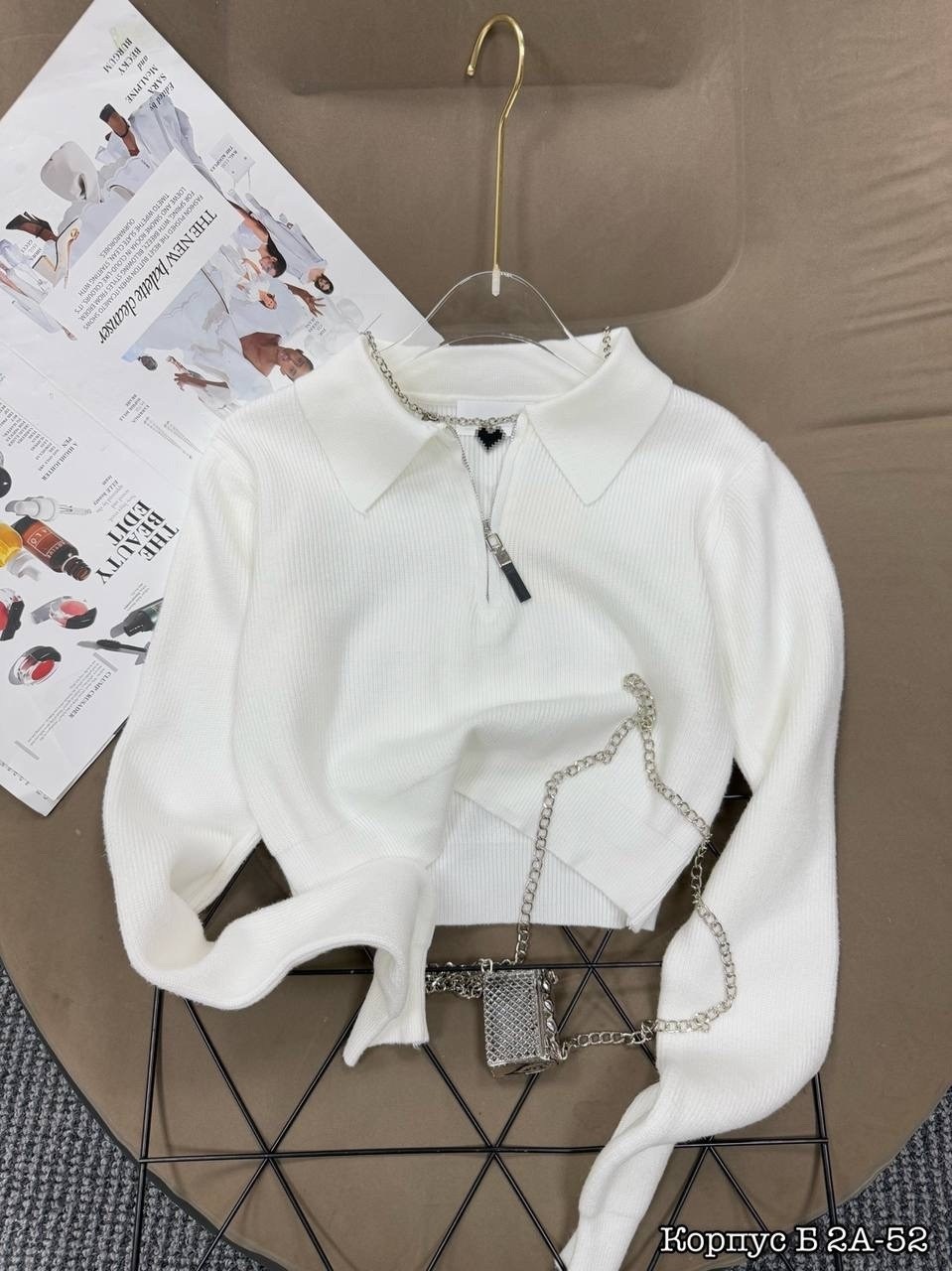 женская кофта,модные свитера,стильный свитер,свитер с воротником,вязаный свитер на молнии