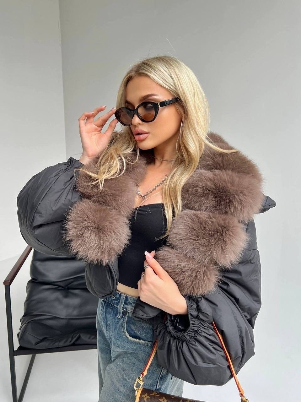 короткий пуховик,пуховики с мехом,зимние куртки,куртка мех,стильная куртка