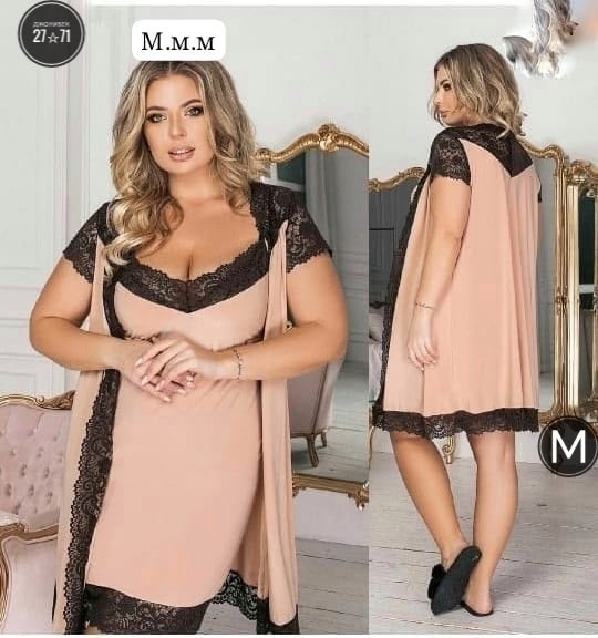 комплект с пеньюаром,пеньюар женский домашний,комплект ночная сорочка,пеньюар красный,пеньюар домашний