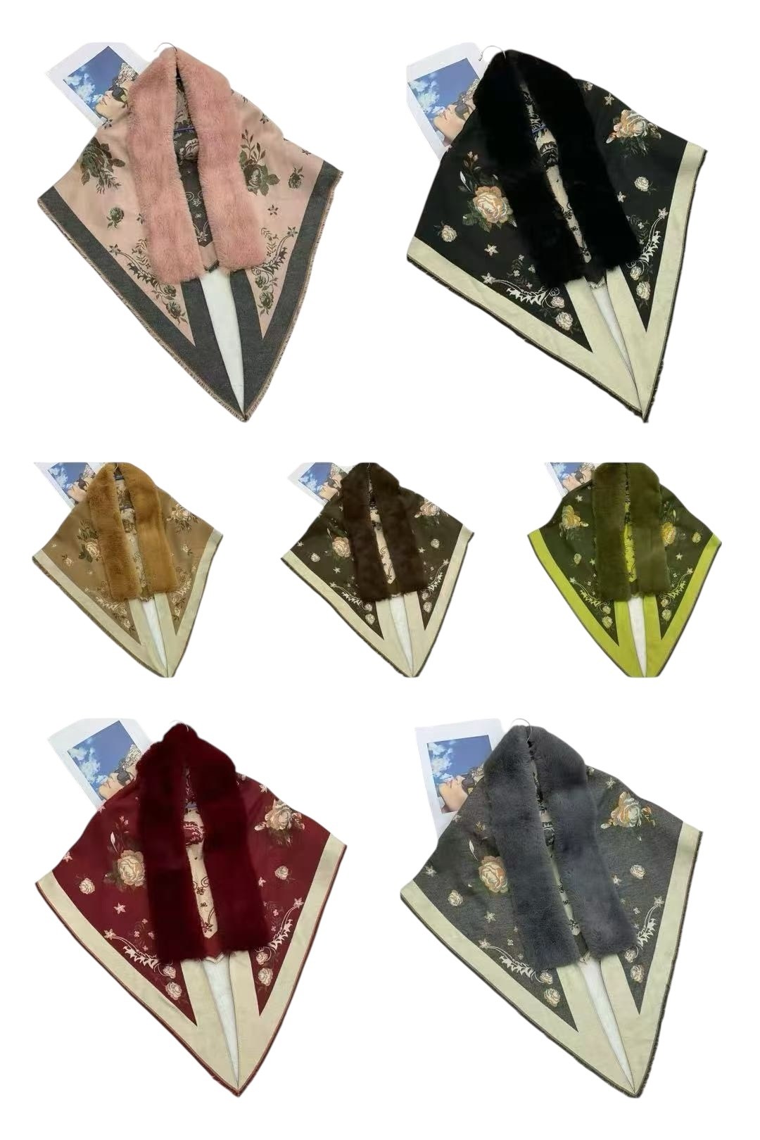 платок с мехом,палантин женские,павловопосадские платки,палантин с мехом,павлопосадский платок с мехом