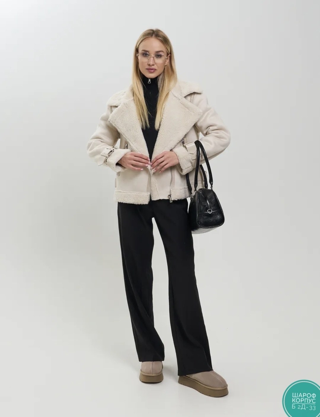 женская дубленка,белая дубленка,белая дубленка авиатор,стильная дубленка,короткая дубленка