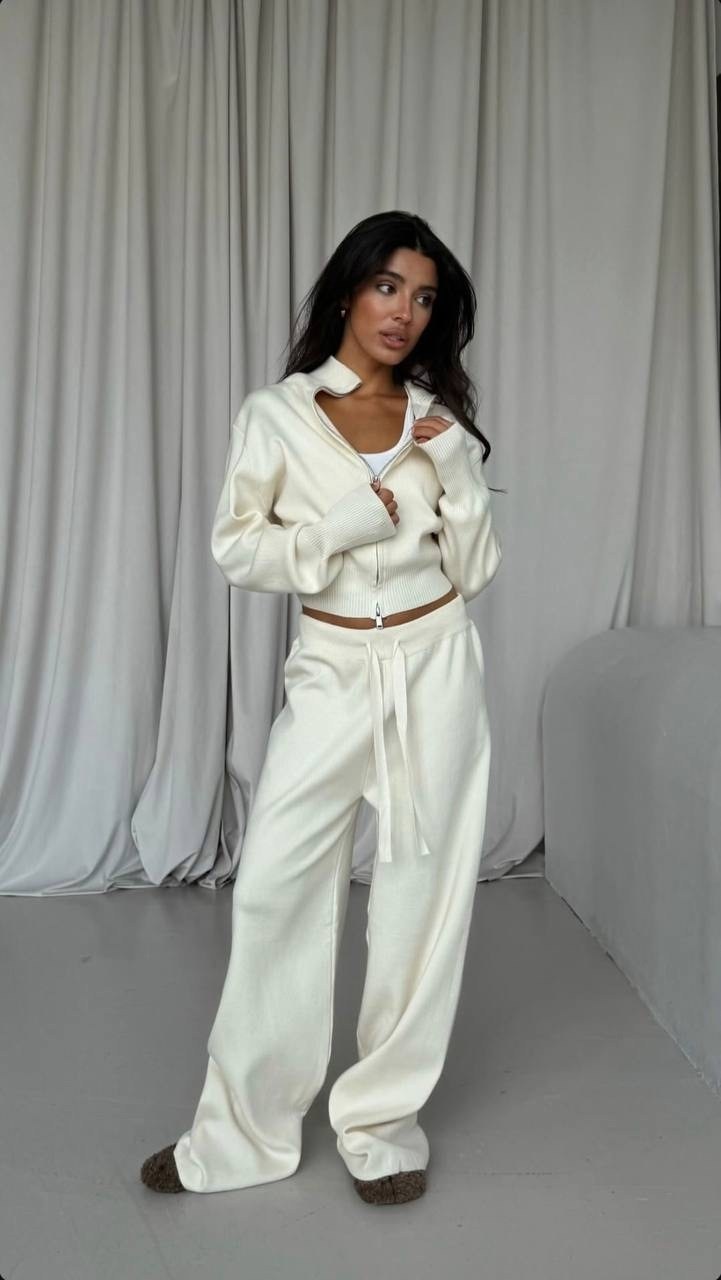 трикотажные костюмы,костюм белый,костюм с брюками,вязаные костюмы,костюм двойка кашемир