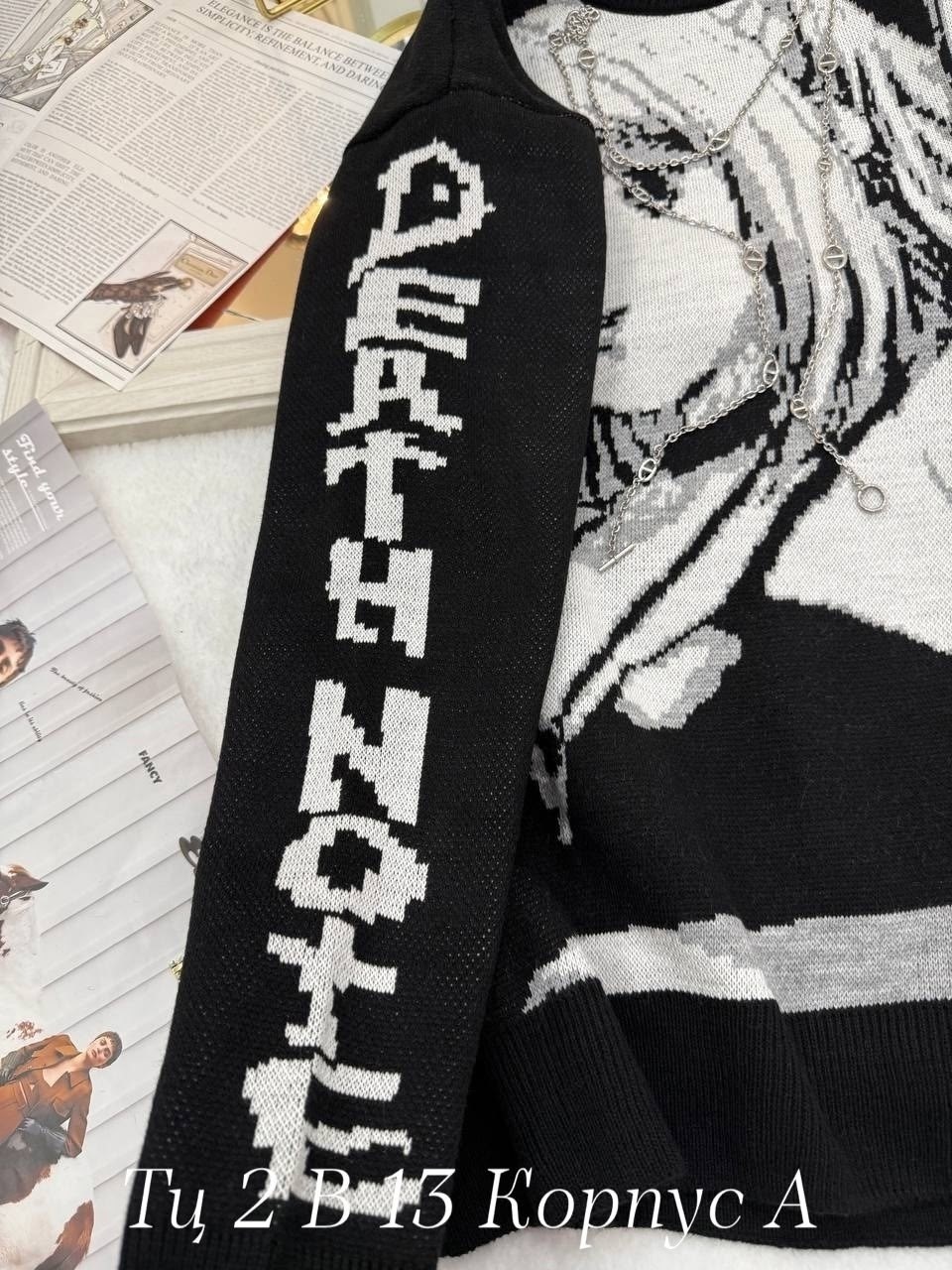 свитер аниме оверсайз,свитер женский оверсайз вязаный с принтом,свитер оверсайз с принтом аниме миса амане,свитер аниме,свитер с принтом