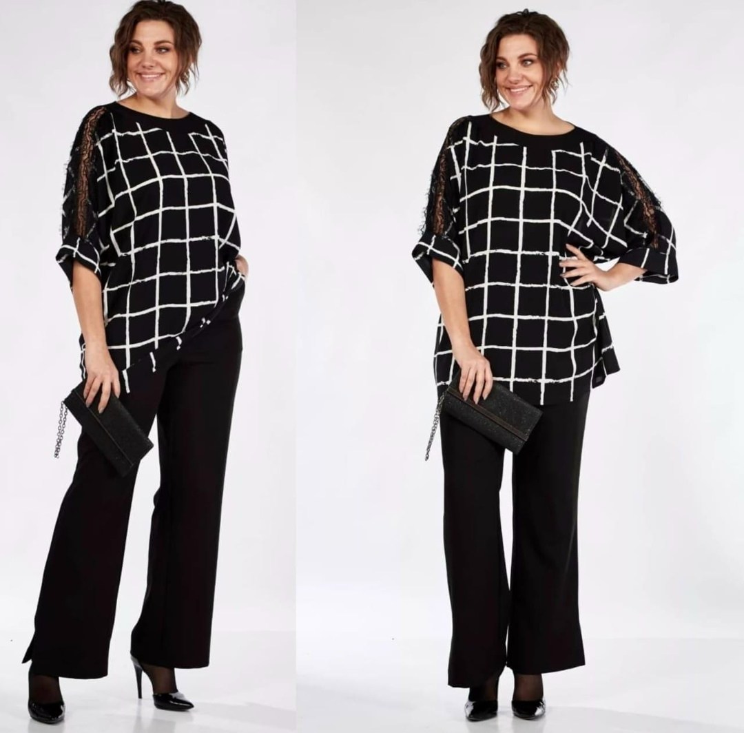 из белоруссии,брючный комплект,брючный костюм для полных,женский брючный костюм,комплект брючный michel chic 1364 черный