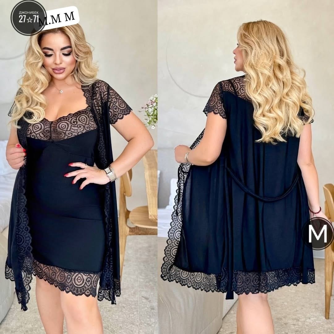 комплект с пеньюаром,пеньюар женский домашний,комплект ночная сорочка,пеньюар красный,пеньюар домашний