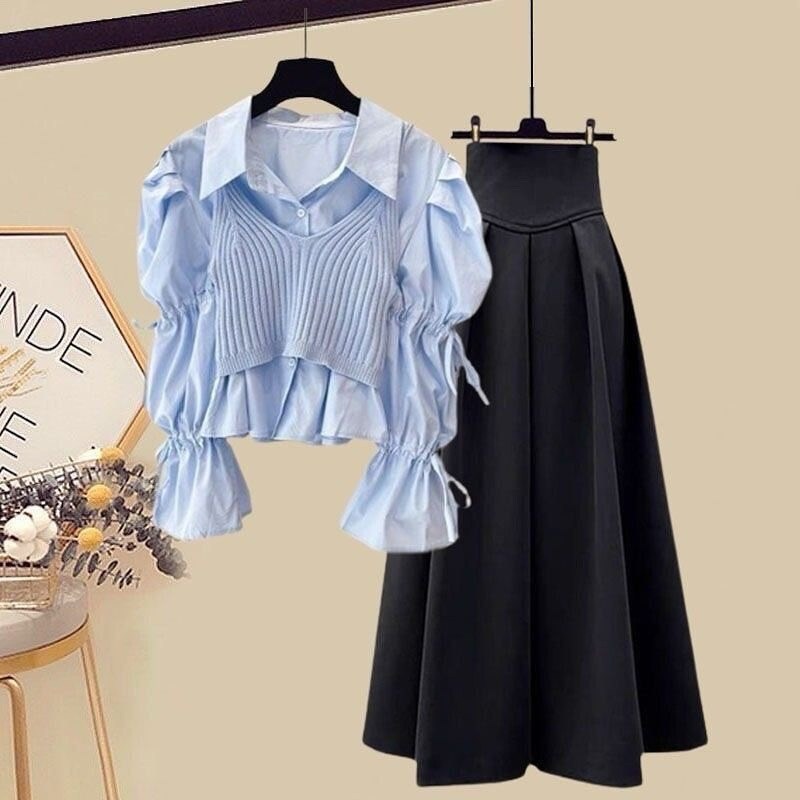 юбка в корейском стиле,костюмы комплекты,кофта юбка,комплект юбки,комплект одежды женский
