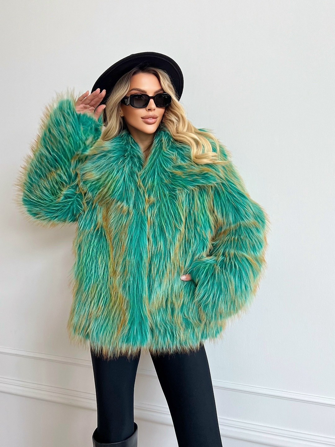 шуба из искусственного меха,искусственная шуба,зеленая шуба,меховое пальто,пальто из искусственного меха