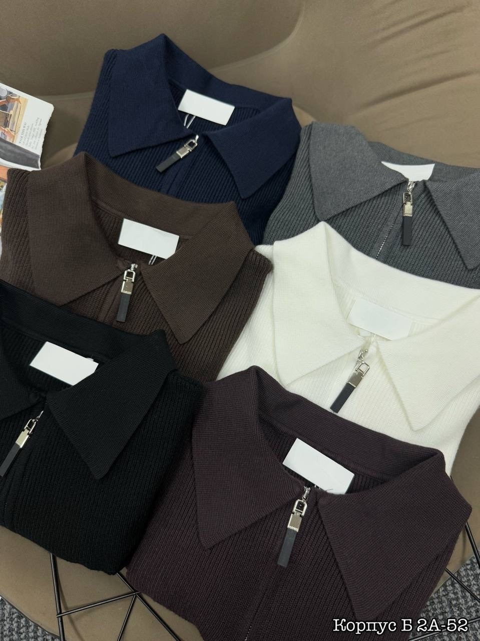 женская кофта,модные свитера,стильный свитер,свитер с воротником,вязаный свитер на молнии