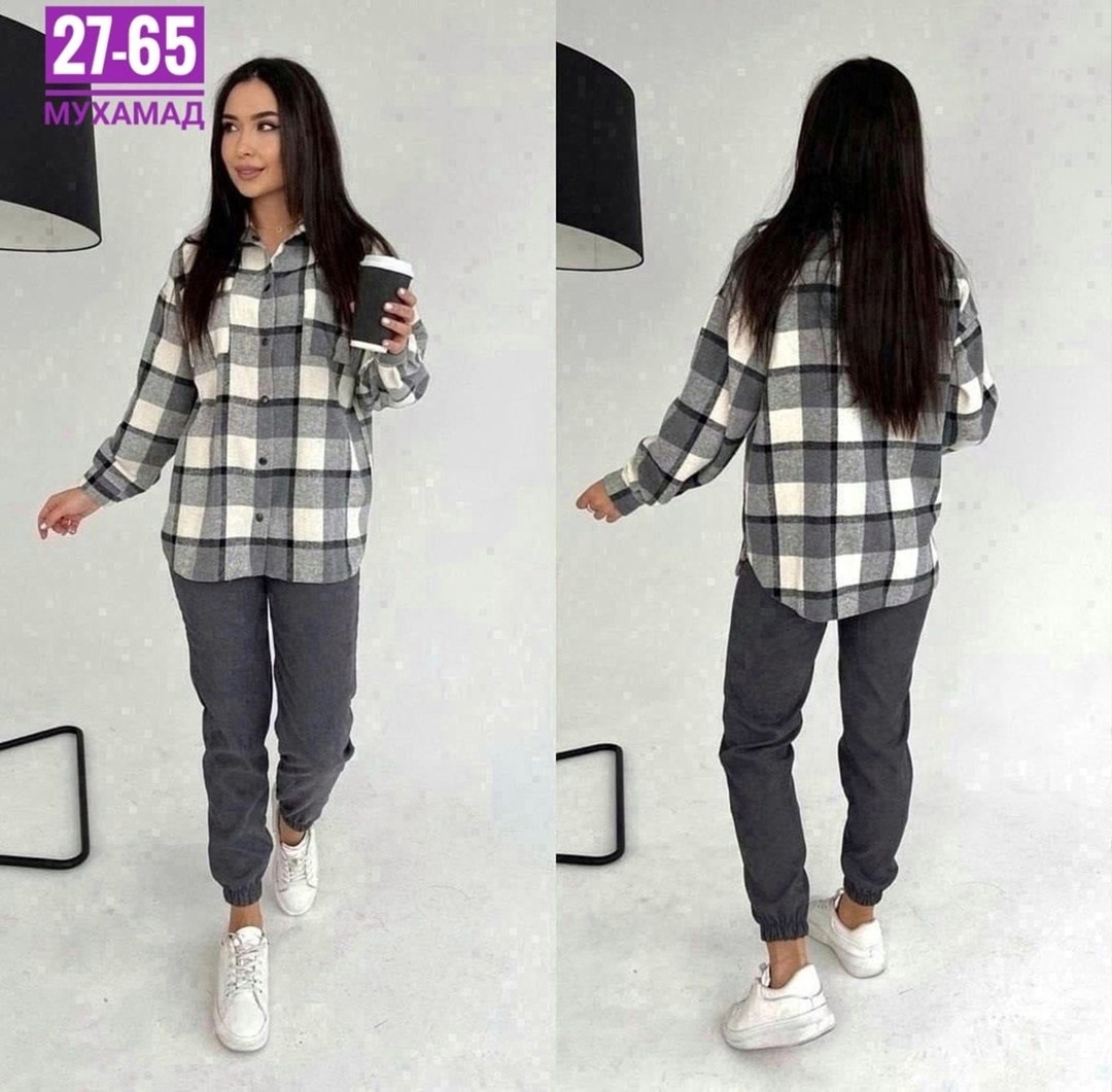 рубашка женская оверсайз в клетку,костюм двойка женская,повседневный костюм,костюм женский рубашка,костюм с рубашкой